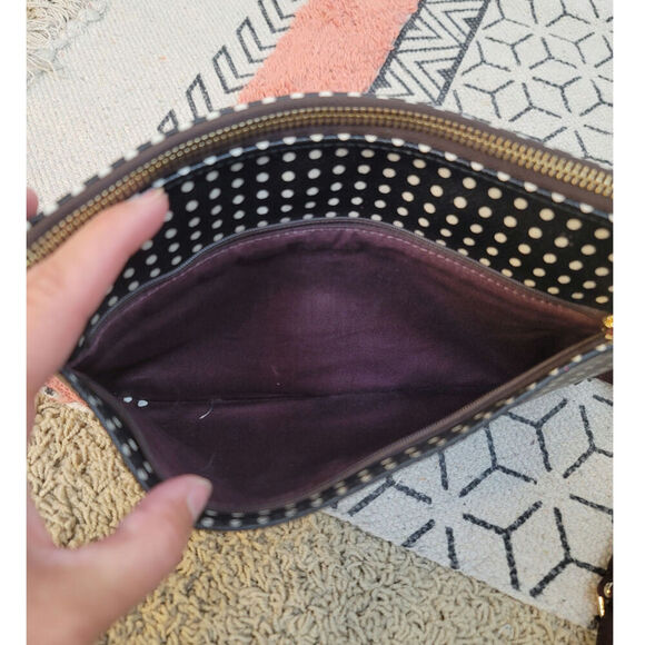 FOSSIL BLACK W WHITE POLKA DOT CROSSBODY PURSE W ADJUSTABLE STRAPS - Picture 3 of 13